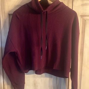 Forever 21 Cropped maroon thermal top with mock turtleneck size medium